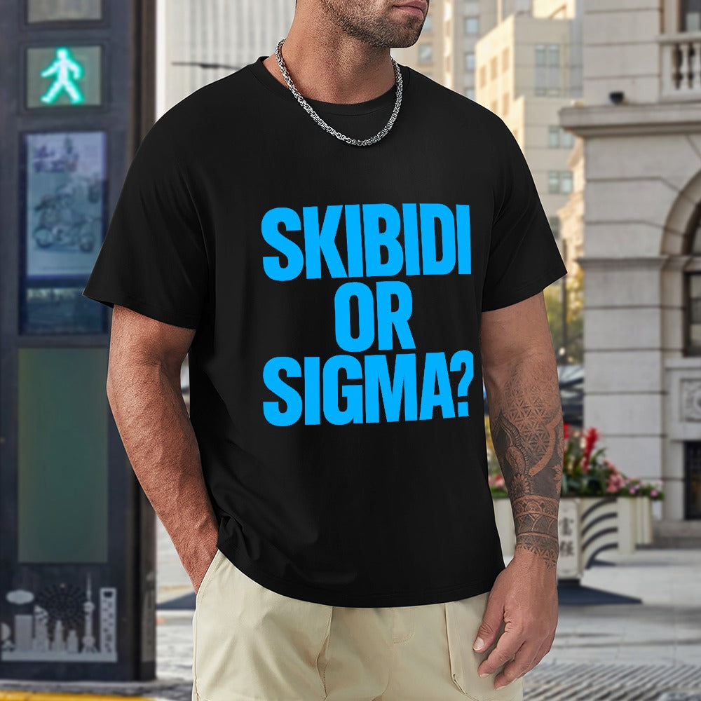 men's t-shirt 100% cotton skibidi or sigma? casual graphic tee for everyday wear, comfortable fit, bold statement print, ideal for gym, lounging or out with friends