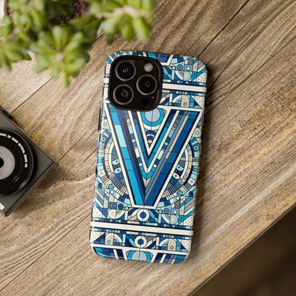 Blue Alphabet Letter V Phone Case for Men Women Kids Durable Shockproof Cartoon Anime Style Gift