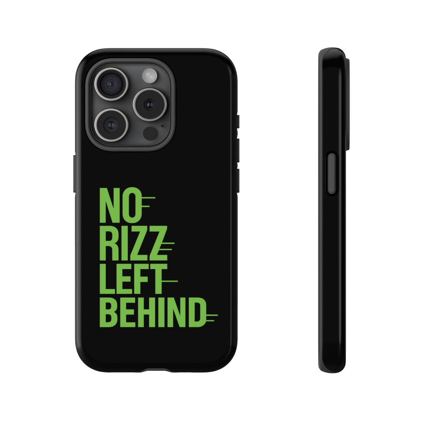 tough phone case - no rizz left behind, durable protection, shock absorbent, stylish design, perfect gift for adults, supports wireless charging, uv protected, lightweight accessory
