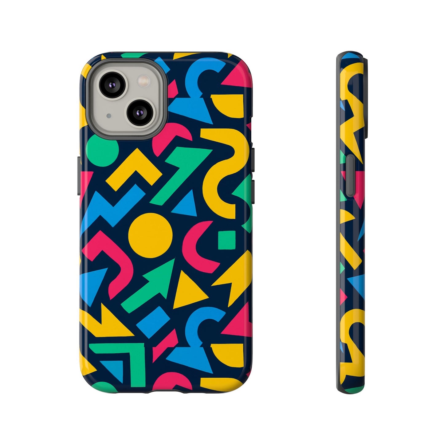vibrant 3d geometric print phone case for men and women – stylish protection with multicolour design, compatible with iphone 13, 14, 15 & 16 – all models including pro, pro max & plus