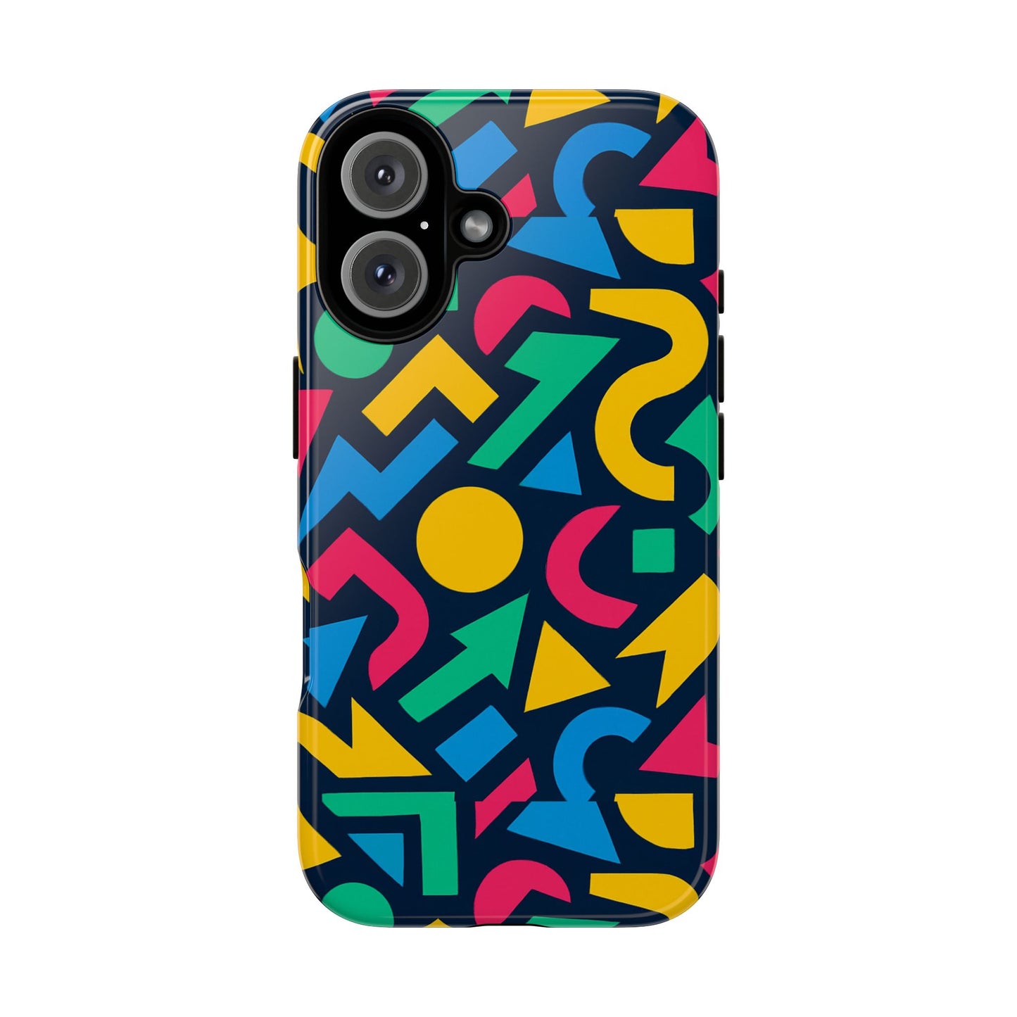 vibrant 3d geometric print phone case for men and women – stylish protection with multicolour design, compatible with iphone 13, 14, 15 & 16 – all models including pro, pro max & plus