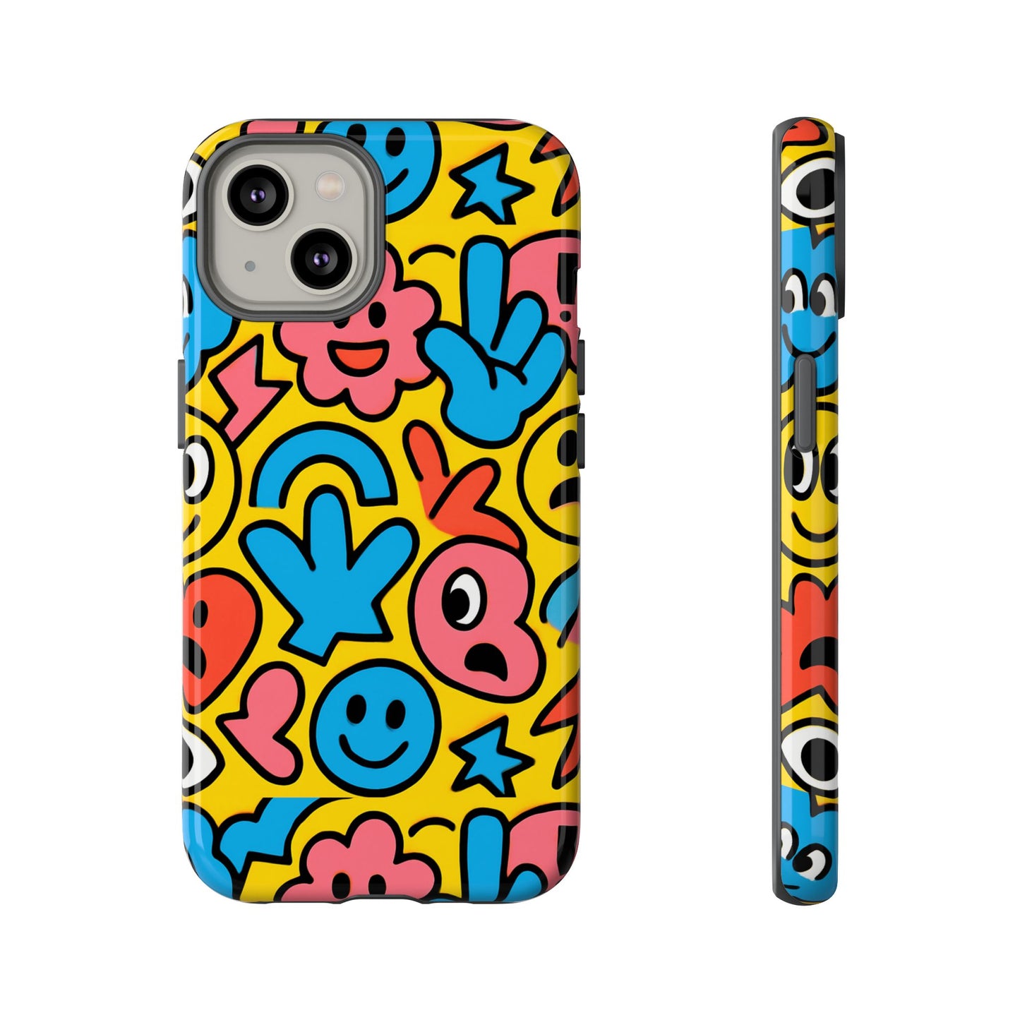 vibrant emoji phone case with fun 3d multicolour design, playful protective cover for kids and teens, compatible with iphone 13, 14, 15 & 16 – all models including pro, pro max & plus