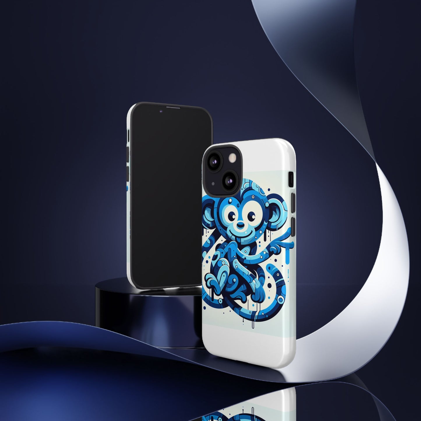 protective 3d wrap phone case with playful monkey design in blue – stylish protection for men and women compatible with iphone 13, 14, 15 & 16 – all models including pro, pro max & plus