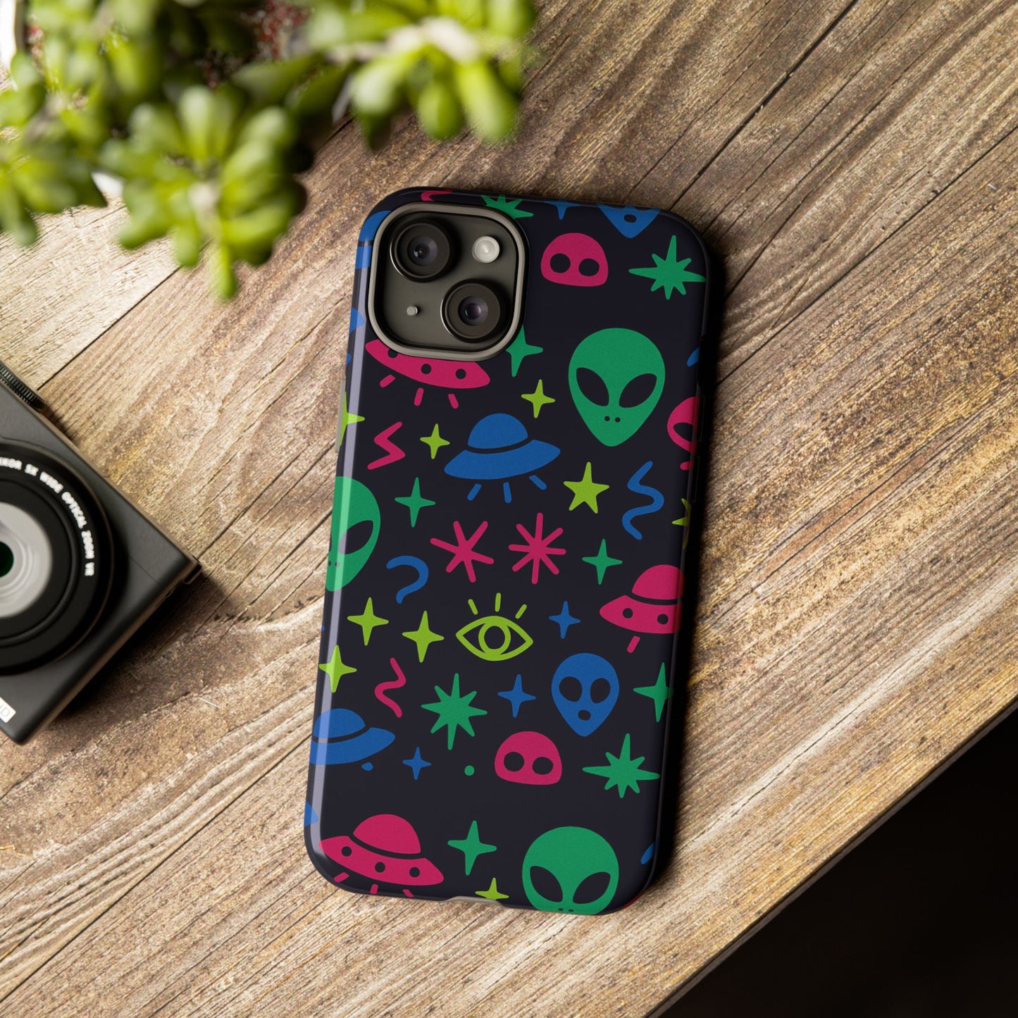vibrant alien pattern protective phone case with 3d wrap design for unique expression – stylish protection compatible with iphone 13, 14, 15 & 16 – all models including pro, pro max & plus