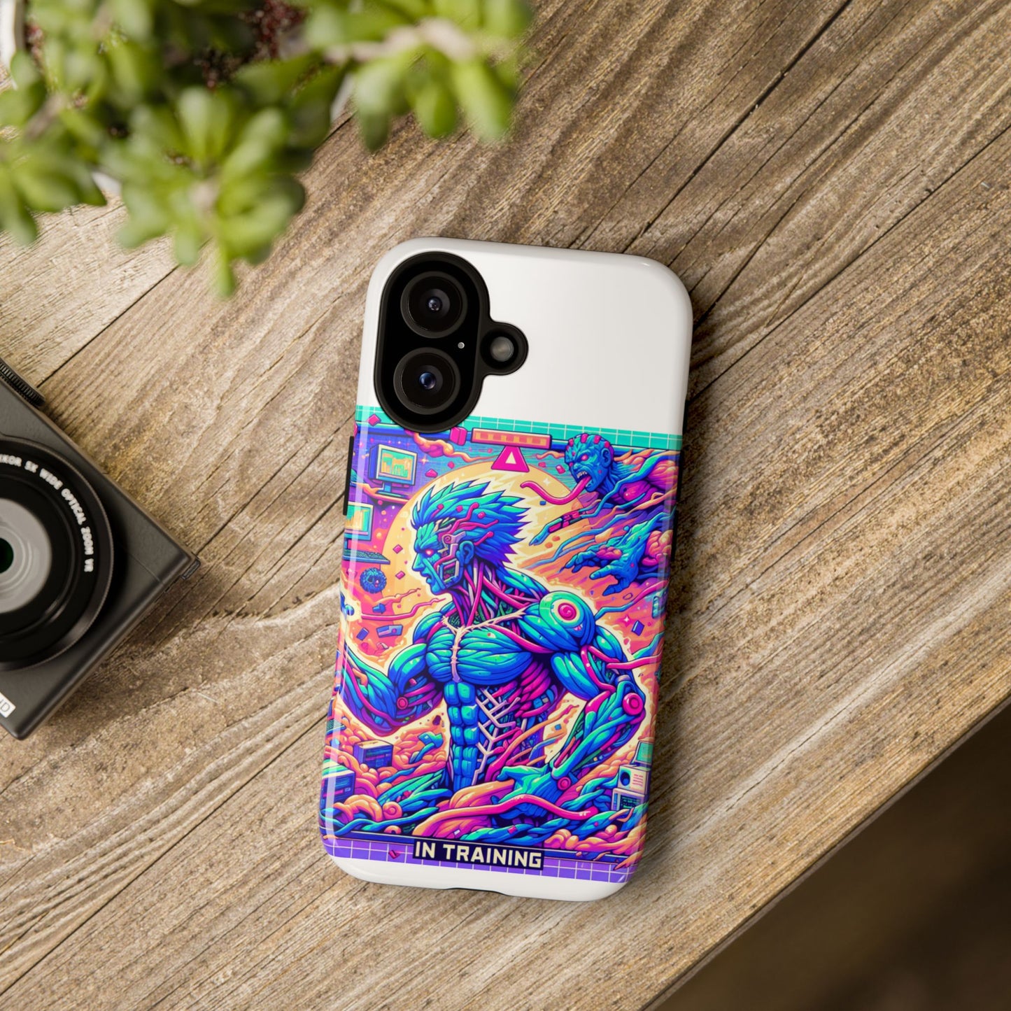 giga chad in training protective phone case for anime fans