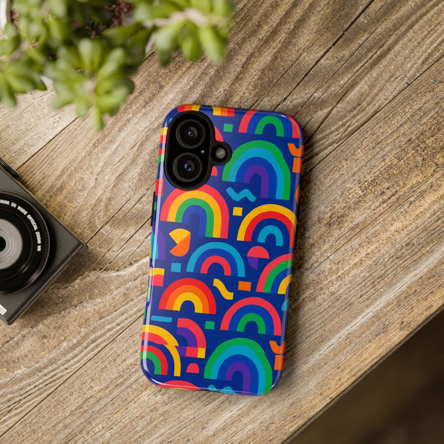 vibrant rainbow geometric 3d wrap protective phone case for stylish accessories compatible with iphone 13, 14, 15 & 16 – all models including pro, pro max & plus
