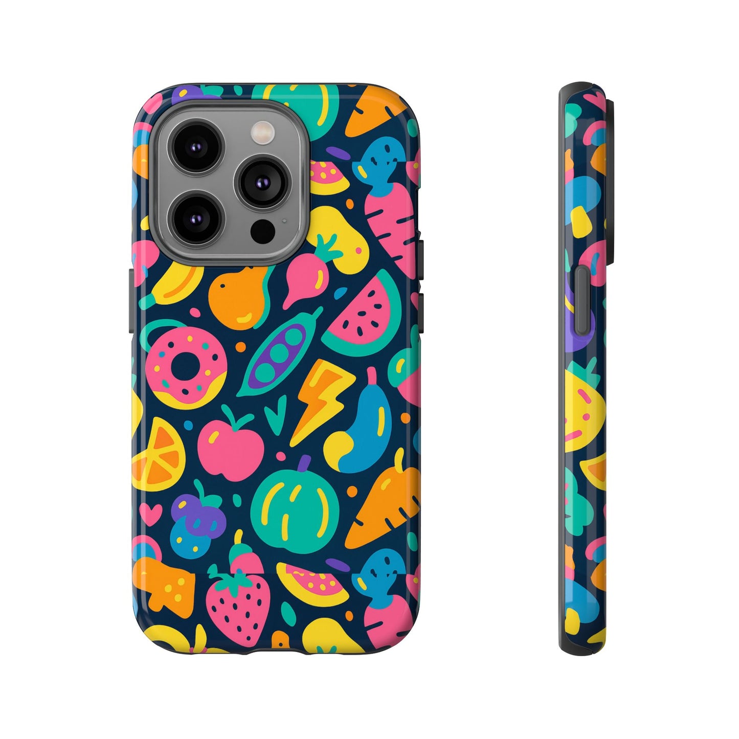 vibrant 3d fruit pattern protective phone case colourful accessory for stylish individuals compatible with iphone 13, 14, 15 & 16 – all models including pro, pro max & plus