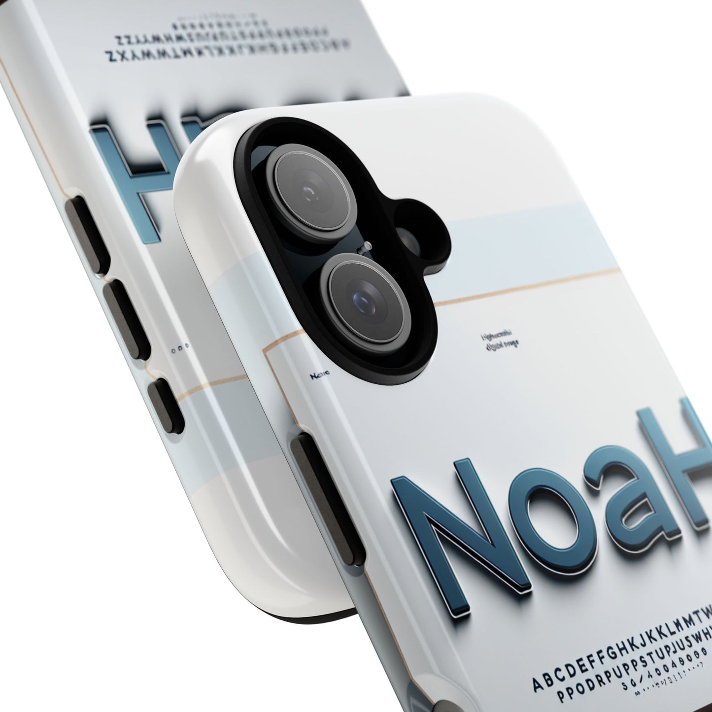 stylish 3d text phone case with modern design in blue – trendy protection for individuals – compatible with iphone 13, 14, 15 & 16 – all models including pro, pro max & plus