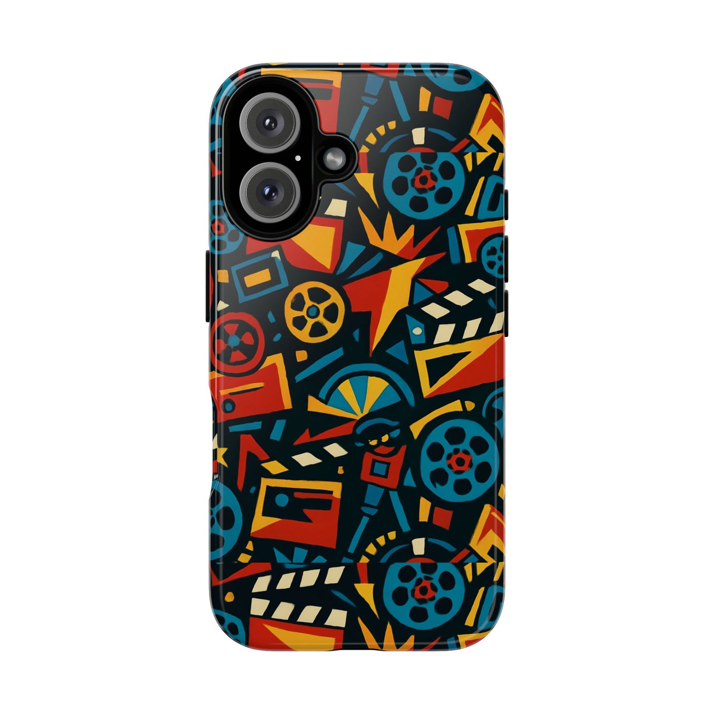 vibrant retro movie-inspired protective phone case with 3d design for stylish protection compatible with iphone 13, 14, 15 & 16 – all models including pro, pro max & plus