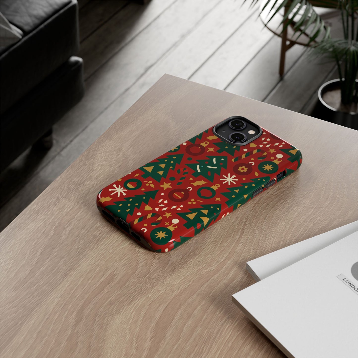 festive red christmas phone case with 3d wrap design – vibrant protection for iphone 13, 14, 15 & 16 – all models including pro, pro max & plus