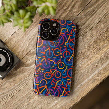 Multicolour 3D Bicycle Pattern Protective Phone Case Stylish Design for Creative Individuals Compatible with iPhone 13, 14, 15 & 16 – all models including Pro, Pro Max & Plus