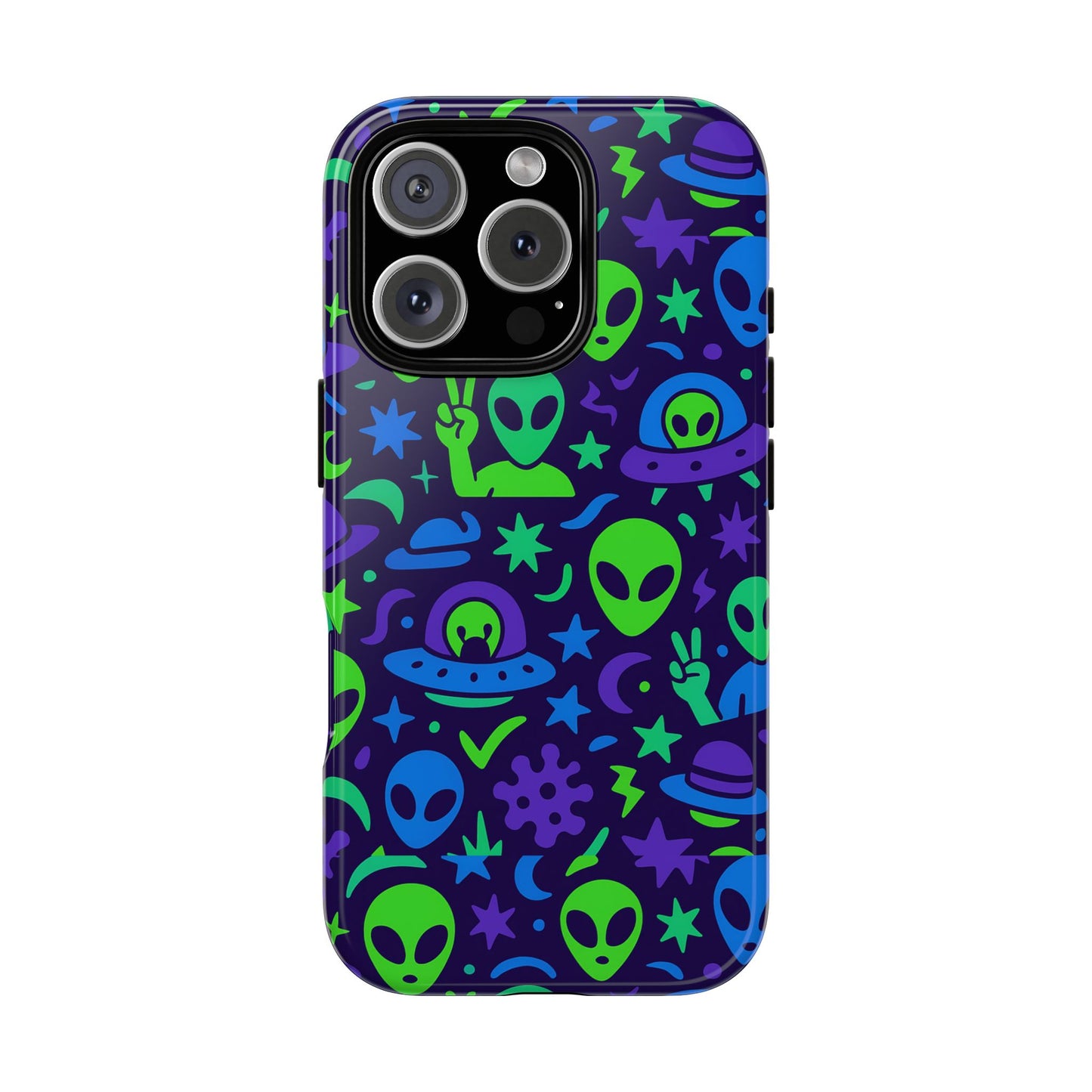 multicolour alien 3d wrap protective phone case, playful anime design for unisex self-expression, stylish protection, compatible with iphone 13, 14, 15 & 16 – all models including pro, pro max & plus