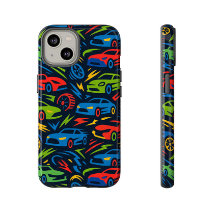 Vibrant 3D Car Design Protective Phone Case – Fun Retro Style for Kids and Adults – Stylish Protection – Compatible with iPhone 13, 14, 15 & 16 – all models including Pro, Pro Max & Plus