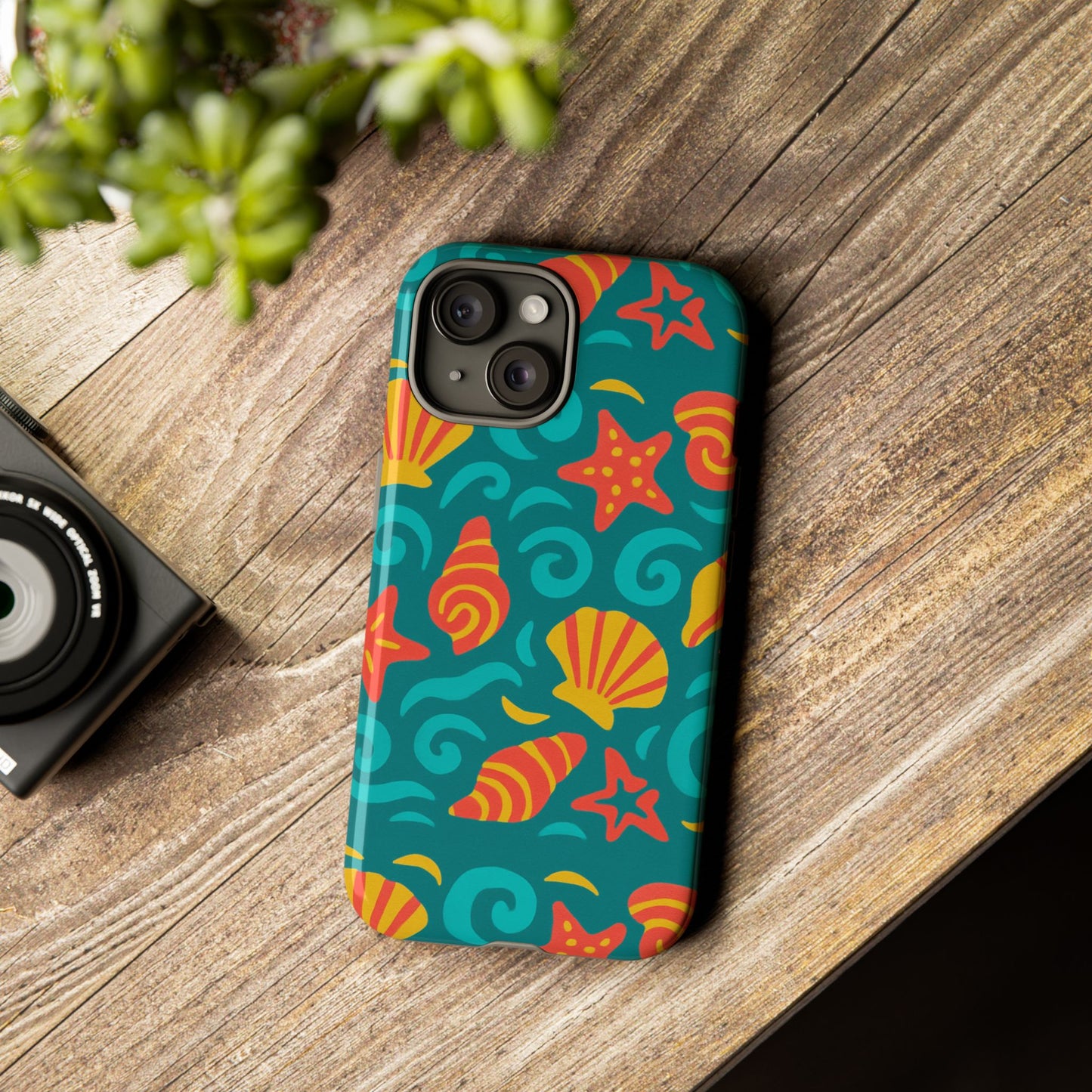 vibrant coastal shell pattern protective phone case for stylish self-expression compatible with iphone 13, 14, 15 & 16 – all models including pro, pro max & plus