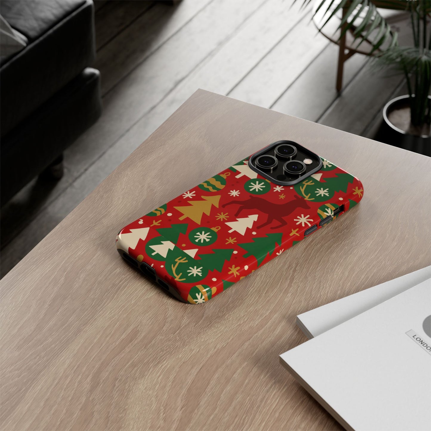 vibrant red christmas phone case with festive 3d design for stylish protection compatible with iphone 13, 14, 15 & 16 – all models including pro, pro max & plus