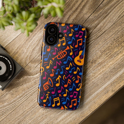 Multicolour Music Themed Protective Phone Case with 3D Design for Stylish Protection – Compatible with iPhone 13, 14, 15 & 16 – All Models Including Pro, Pro Max & Plus