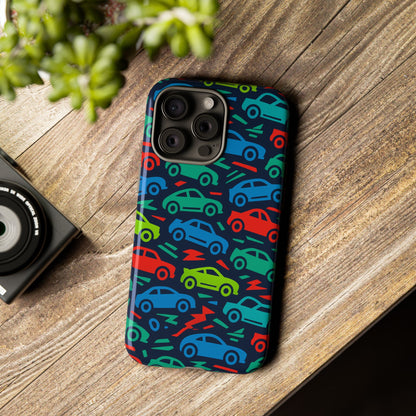 Vibrant Retro Automotive Design Protective Phone Case for Kids and Adults – Colourful 3D Wrap Style – Stylish Protection Compatible with iPhone 13, 14, 15 & 16 – All Models Including Pro, Pro Max & Plus