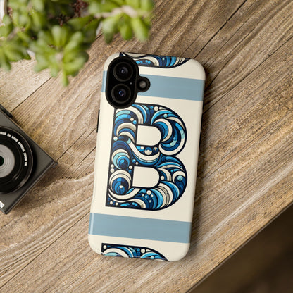 Blue Alphabet Letter B Phone Case with 3D Wrap and Shock Protection for Kids and Teens Durable TPU Cover with Vibrant Design