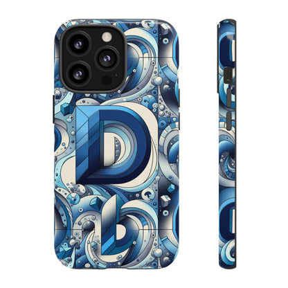 Blue Alphabet D Phone Case with 3D Wrap and Shock Absorption for Kids and Teens Durable TPU Cover with Vivid Print and UV Protection