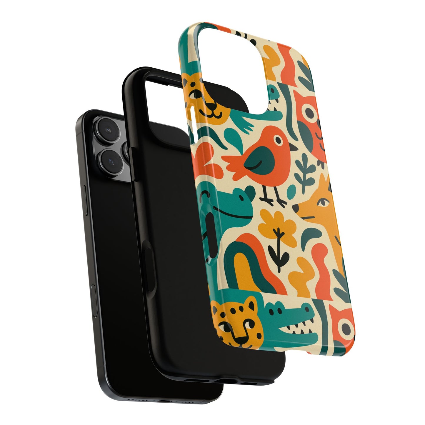 vibrant animal print protective phone case with 3d wrap design for unique style and expression compatible with iphone 13, 14, 15 & 16 – all models including pro, pro max & plus