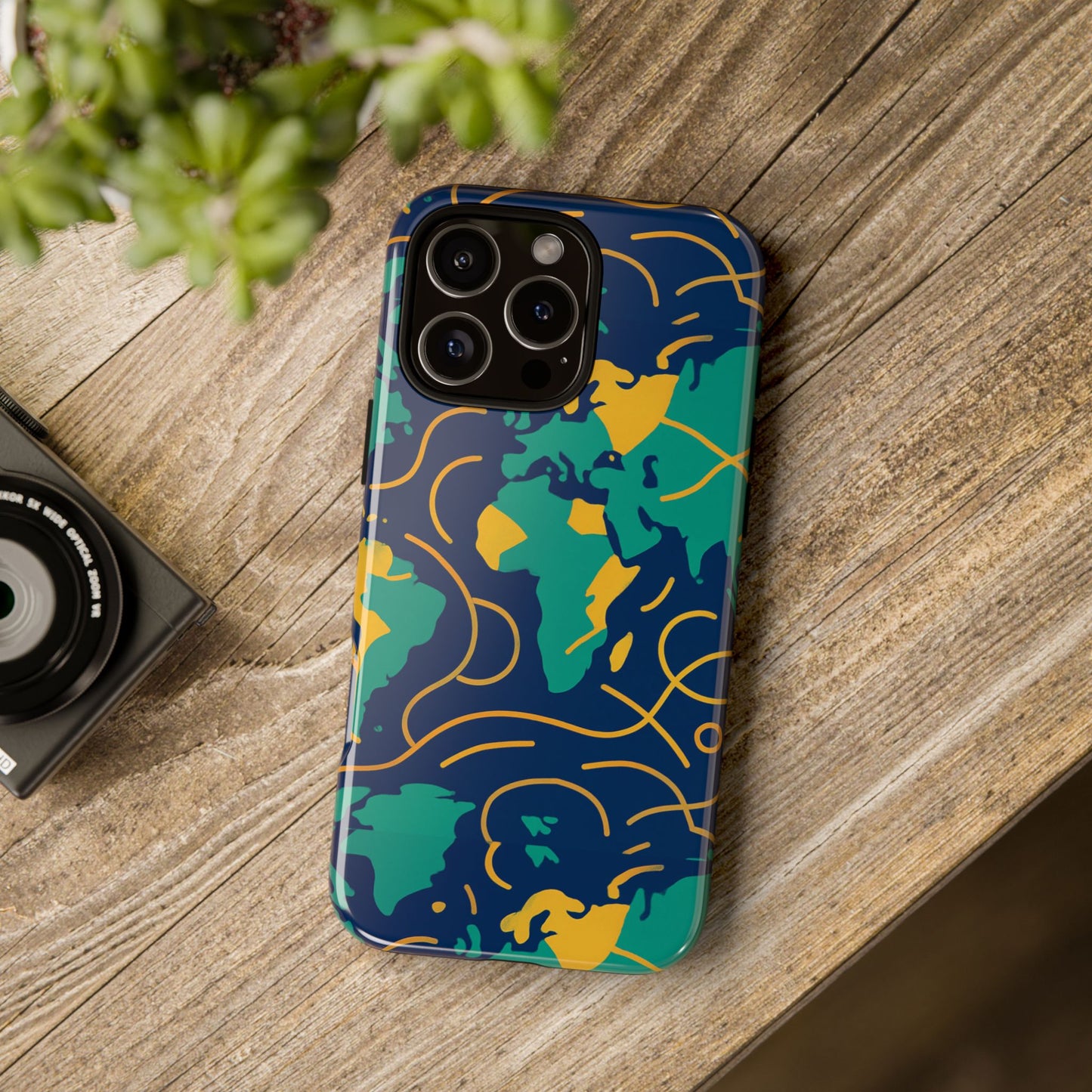 multicolour geometric map 3d wrap protective phone case for men and women, stylish shockproof accessory, compatible with iphone 13, 14, 15 & 16 – all models including pro, pro max & plus