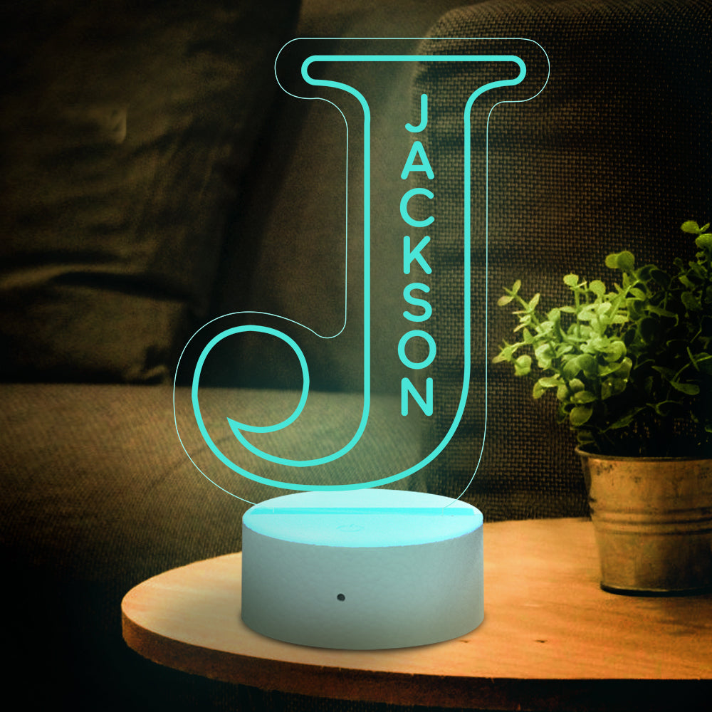 a-z 26 letters led lamp custom name night light for kids, colour changing acrylic night light, personalised bedroom decor, gift for him or her