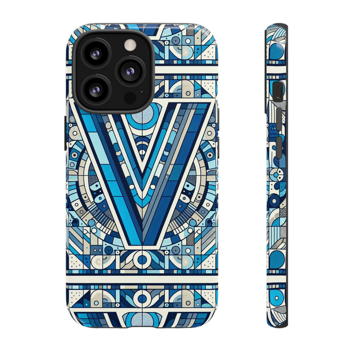 blue alphabet letter v phone case for men women kids durable shockproof cartoon anime style gift
