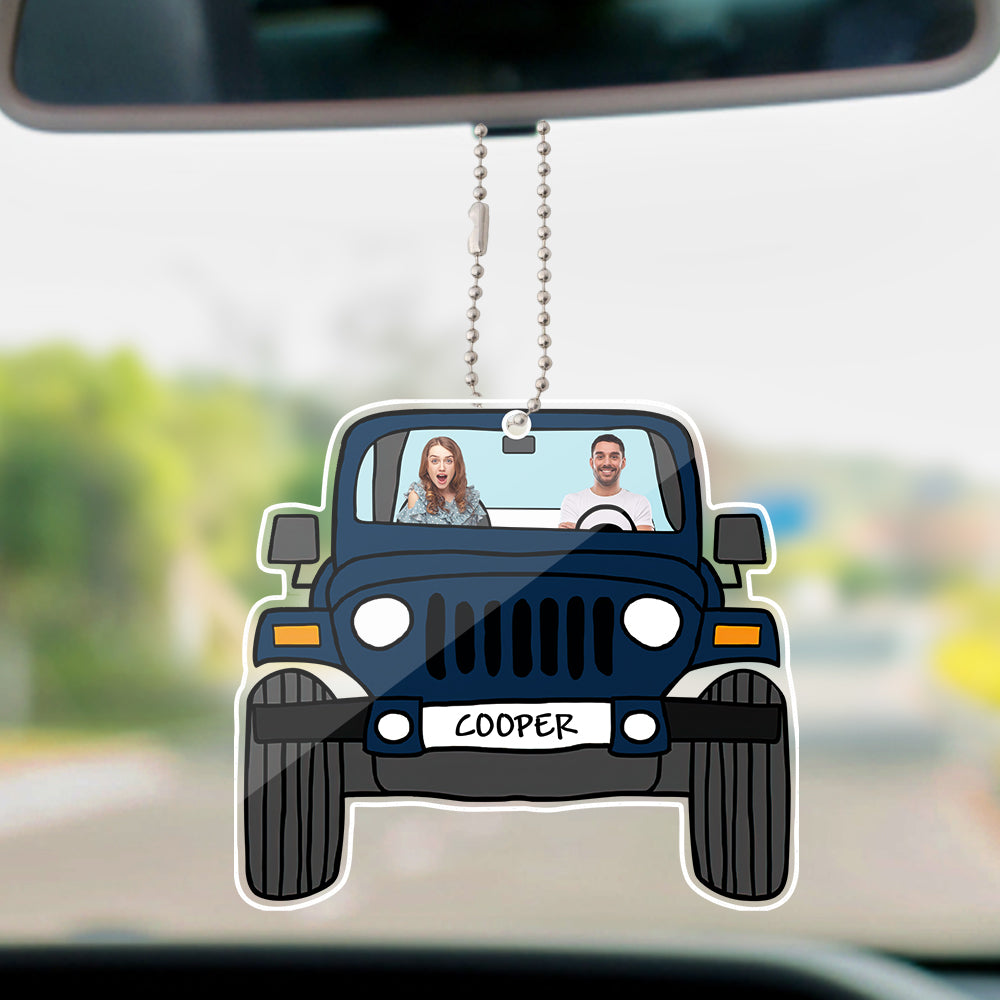 personalized off road car photos hanging ornament - acrylic decor with copper chain, lightweight and stylish interior decoration