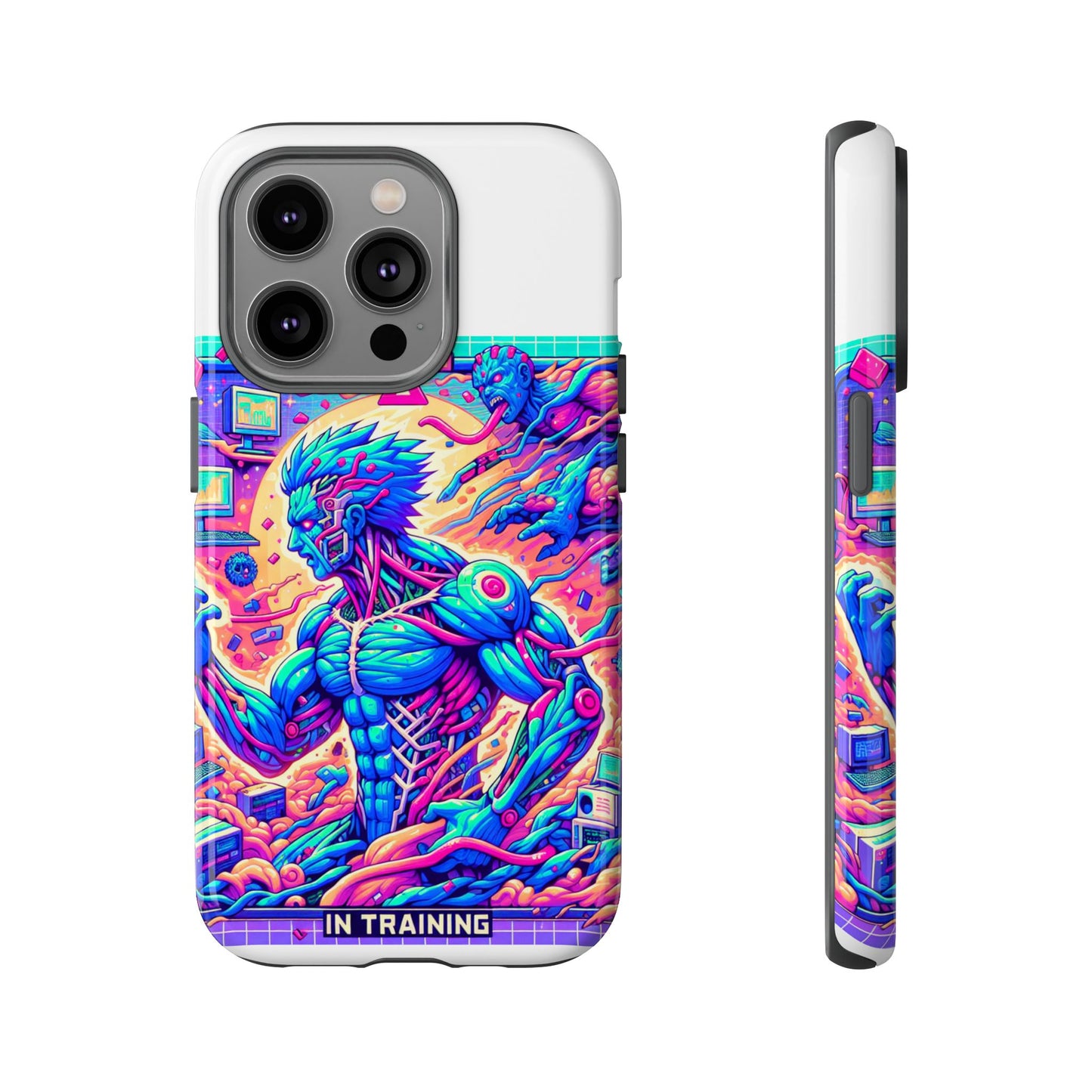 giga chad in training protective phone case for anime fans