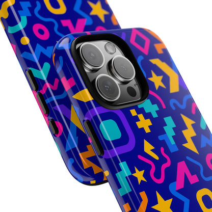 Vibrant Geometric Protective Phone Case with 3D Wrap Design – Playful Accessory for Self-Expression Compatible with iPhone 13, 14, 15 & 16 – all models including Pro, Pro Max & Plus