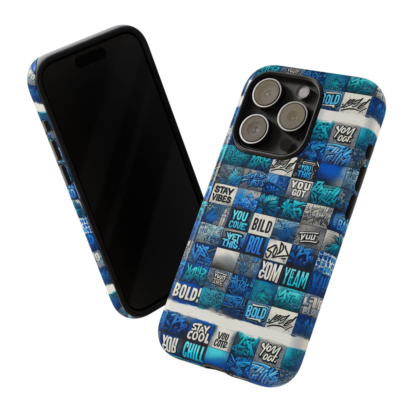 vibrant 3d graphic protective phone case with blue design – playful accessory for stylish protection compatible with iphone 13, 14, 15 & 16 – all models including pro, pro max & plus