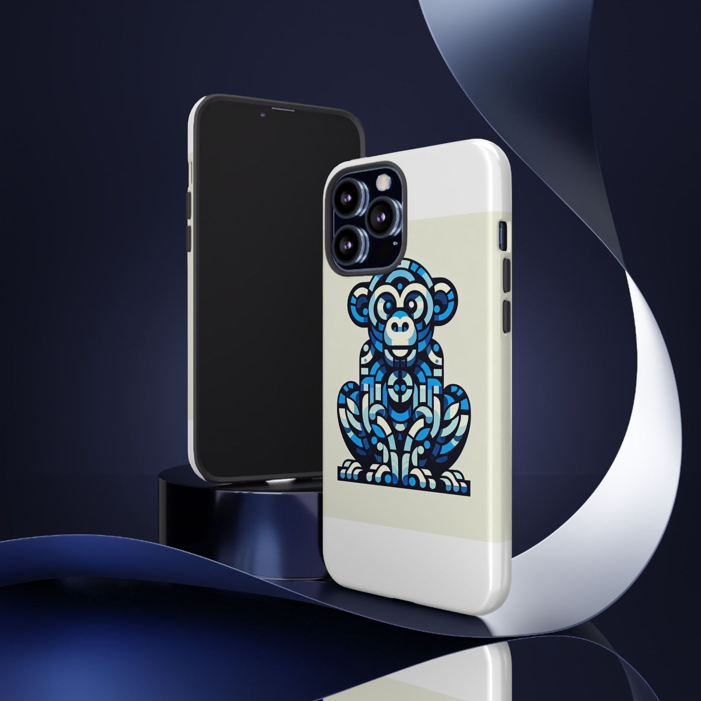 vibrant blue 3d wrap phone case with playful monkey design for creative individuals compatible with iphone 13, 14, 15 & 16 – all models including pro, pro max & plus