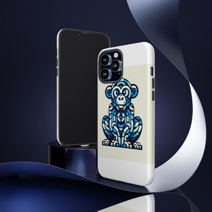 Vibrant Blue 3D Wrap Phone Case with Playful Monkey Design for Creative Individuals Compatible with iPhone 13, 14, 15 & 16 – all models including Pro, Pro Max & Plus