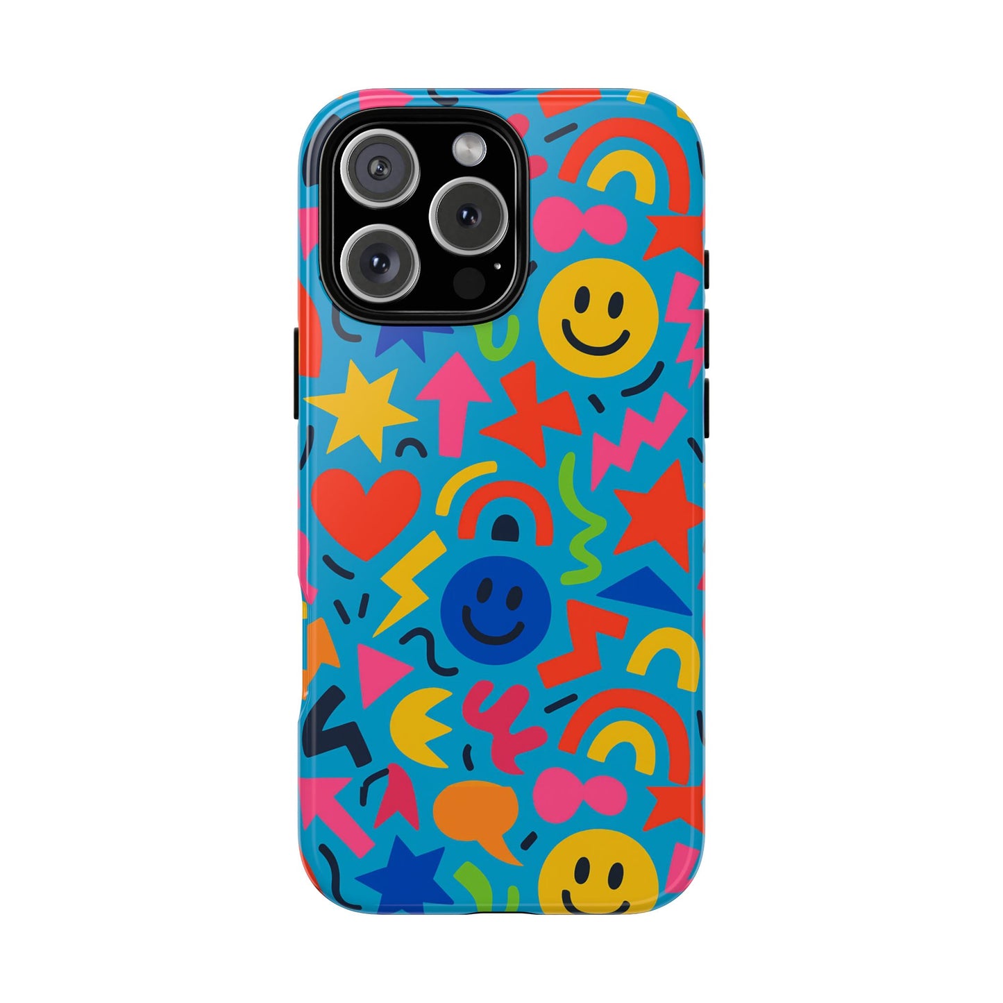 multicolour 3d wrap protective phone case for kids and teens with fun geometric design – stylish protection compatible with iphone 13, 14, 15 & 16 – all models including pro, pro max & plus