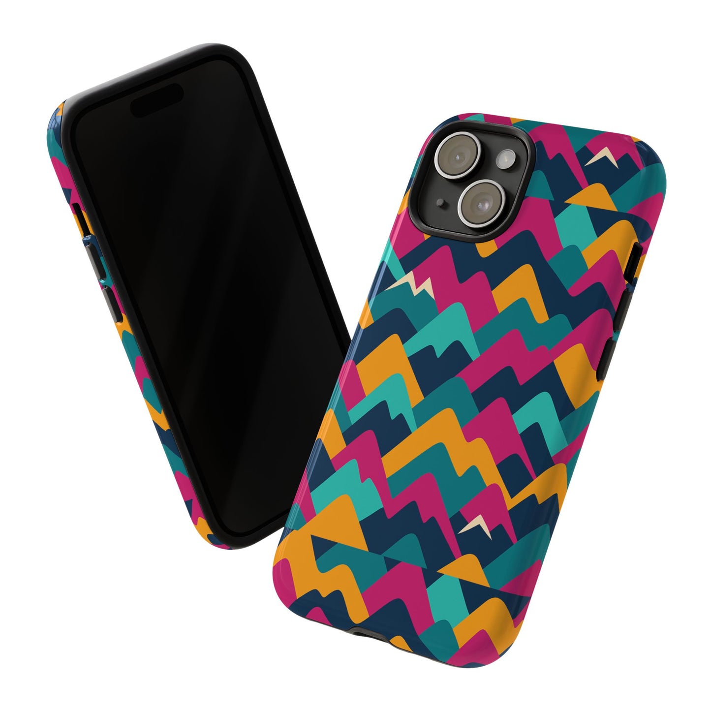 vibrant 3d geometric protective phone case for unisex, stylish smartphone accessory with playful design, compatible with iphone 13, 14, 15 & 16 – all models including pro, pro max & plus