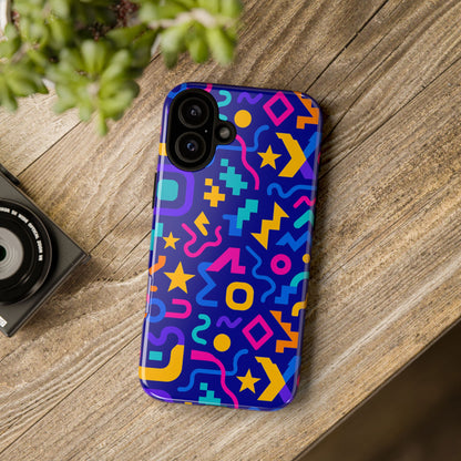 Vibrant Geometric Protective Phone Case with 3D Wrap Design – Playful Accessory for Self-Expression Compatible with iPhone 13, 14, 15 & 16 – all models including Pro, Pro Max & Plus