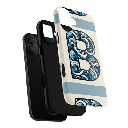Blue Alphabet Letter B Phone Case with 3D Wrap and Shock Protection for Kids and Teens Durable TPU Cover with Vibrant Design