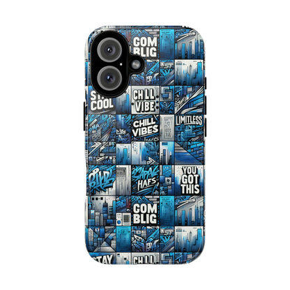 Vibrant 3D Wrap Protective Phone Case in Blue Urban Aesthetic Design for Stylish Smartphone Protection Compatible with iPhone 13, 14, 15 & 16 – All Models Including Pro, Pro Max & Plus
