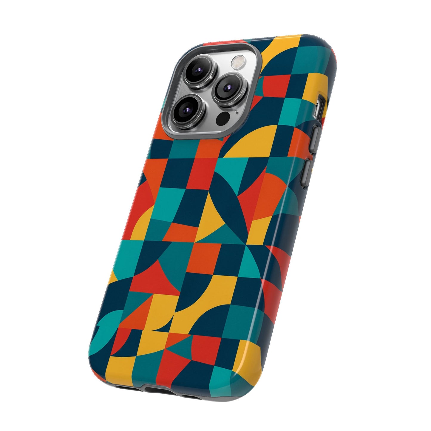 vibrant multicolour geometric 3d wrap phone case for stylish protection and unique expression compatible with iphone 13, 14, 15 & 16 – all models including pro, pro max & plus