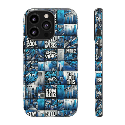 Vibrant 3D Wrap Protective Phone Case in Blue Urban Aesthetic Design for Stylish Smartphone Protection Compatible with iPhone 13, 14, 15 & 16 – All Models Including Pro, Pro Max & Plus