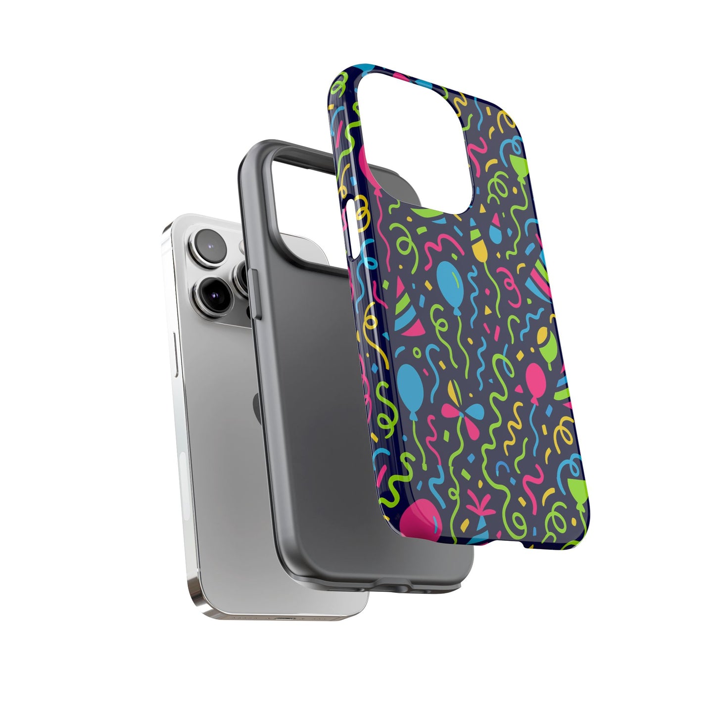 vibrant 3d wrap protective phone case with multicolour party design for playful smartphone accessories compatible with iphone 13, 14, 15 & 16 – all models including pro, pro max & plus