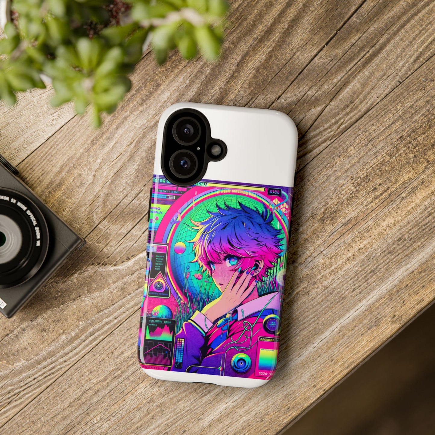 touching grass weekly vibrant protective phone case for smartphones, retro anime design, shock absorbent tpu, uv protected, unique gift for tech enthusiasts