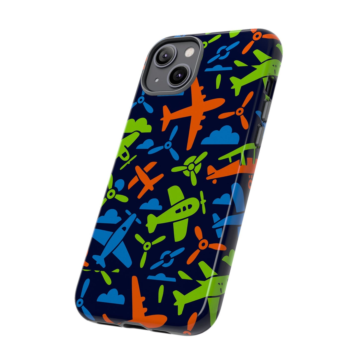 vibrant airplane pattern protective phone case for colourful accessory durable design compatible with iphone 13, 14, 15 & 16 – all models including pro, pro max & plus