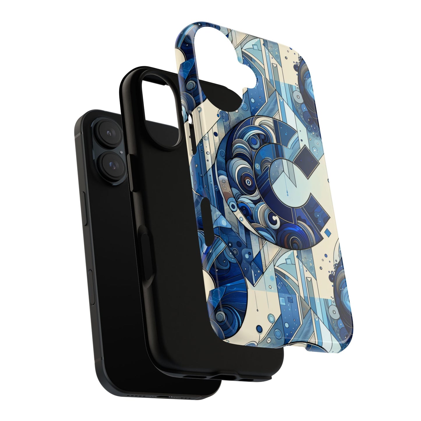 blue alphabet c phone case for smartphone protection with 3d wrap design, shock absorption, uv protection, durable silicone material, suitable for tech enthusiasts and individuality seekers