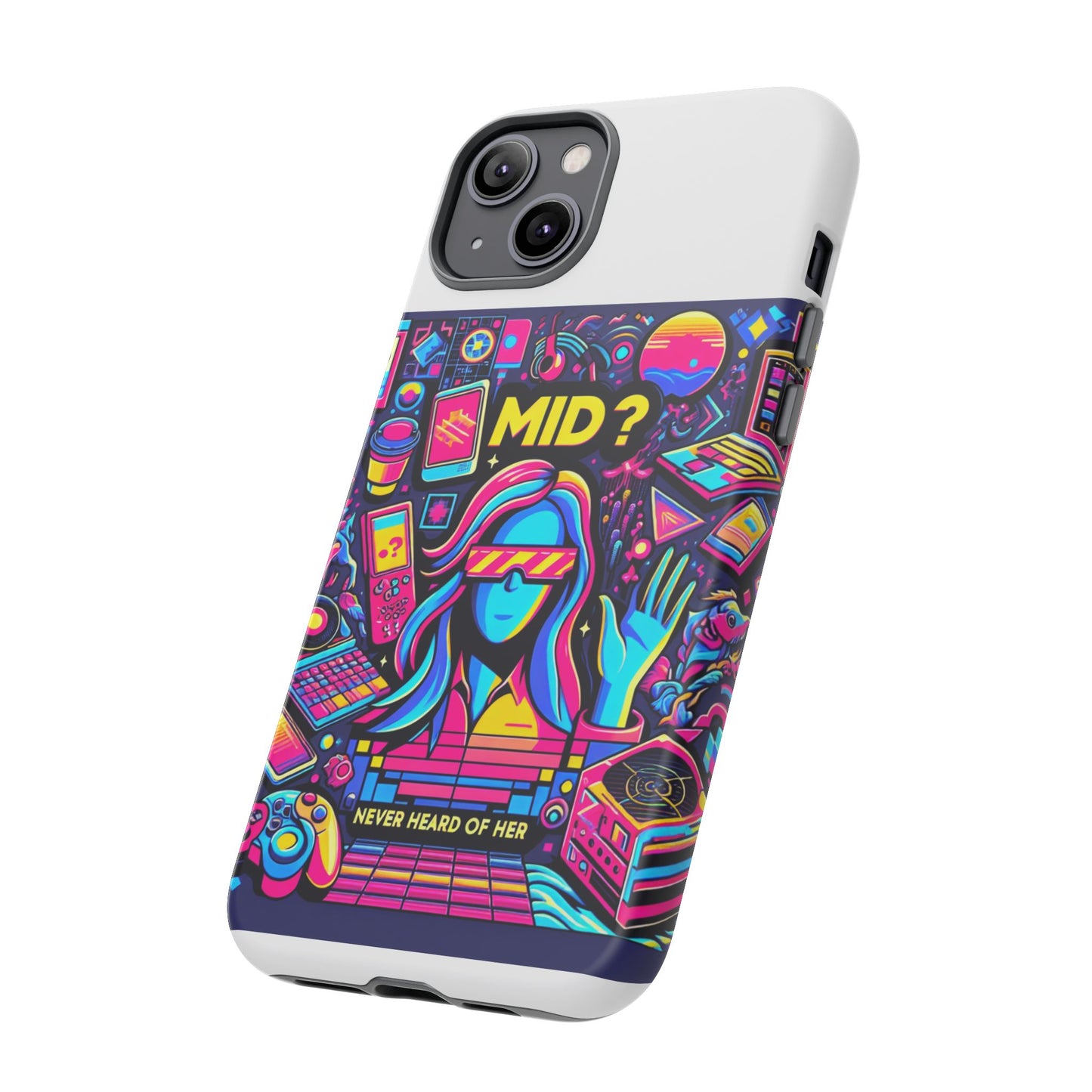 mid never heard of her 3d wrap protective phone case for fun retro style and shock absorption, ideal gift for tech enthusiasts and anime lovers