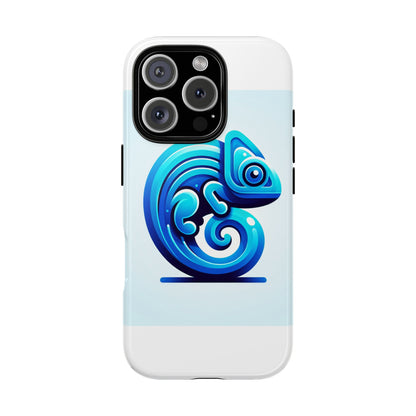 Vibrant 3D Chameleon Phone Case in Blue Retro Design for Stylish Protection – Compatible with iPhone 13, 14, 15 & 16 – all models including Pro, Pro Max & Plus