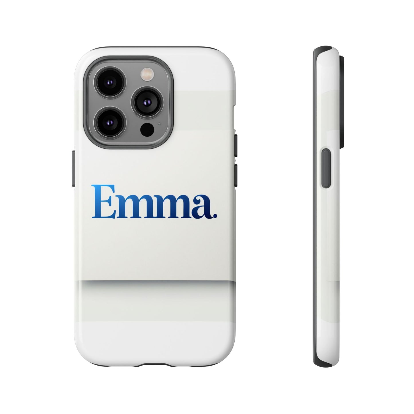 elegant personalised protective phone case in white with blue typography for stylish individuals compatible with iphone 13, 14, 15 & 16 – all models including pro, pro max & plus