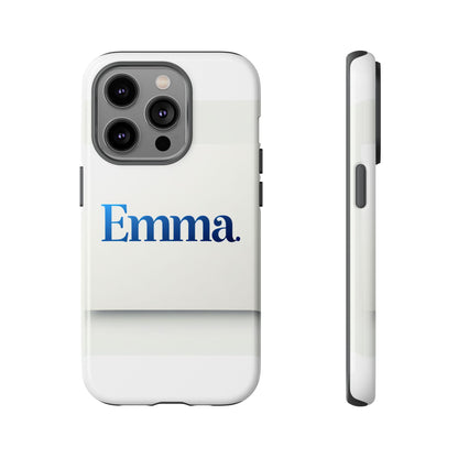 Elegant Personalised Protective Phone Case in White with Blue Typography for Stylish Individuals Compatible with iPhone 13, 14, 15 & 16 – All Models Including Pro, Pro Max & Plus