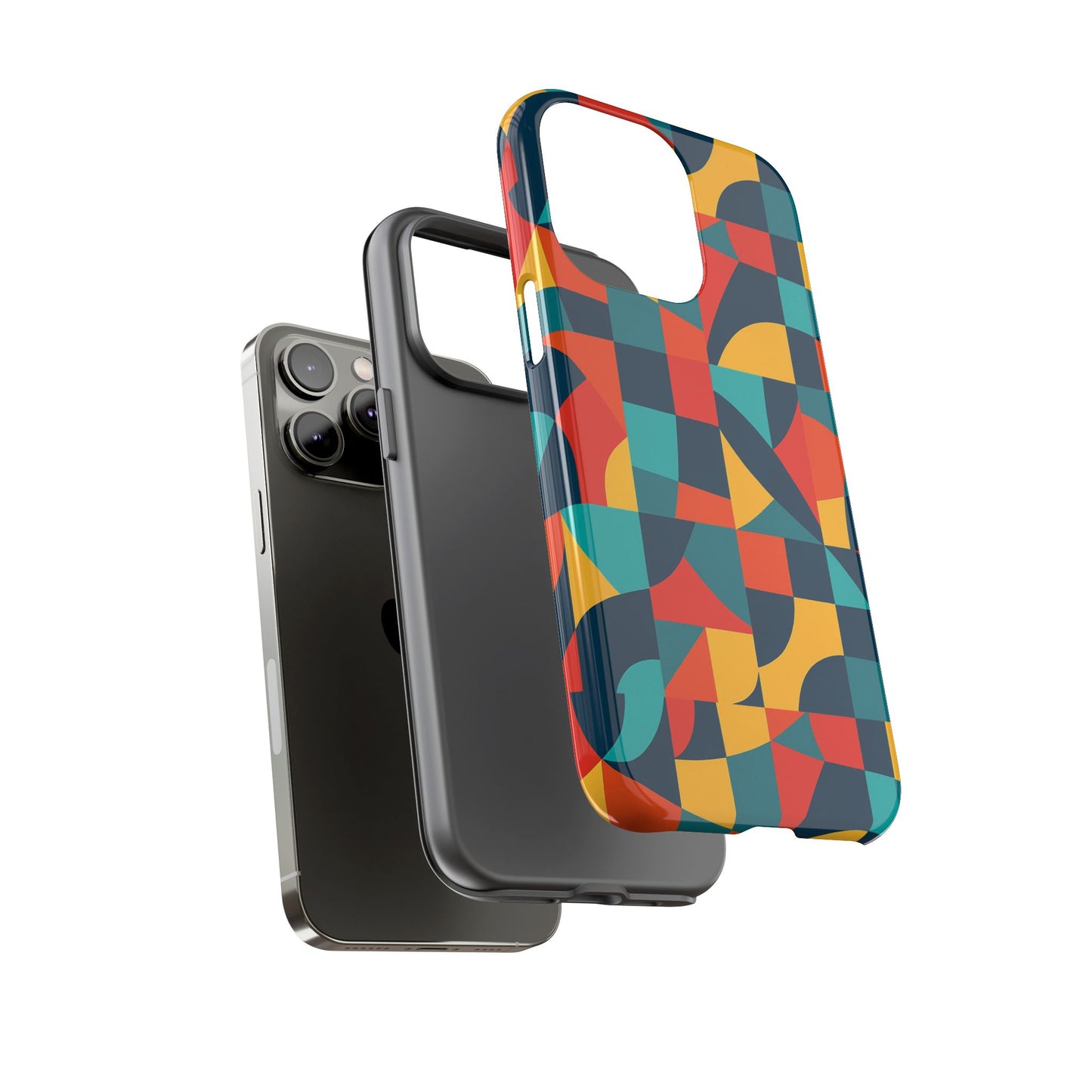 vibrant multicolour geometric 3d wrap phone case for stylish protection and unique expression compatible with iphone 13, 14, 15 & 16 – all models including pro, pro max & plus