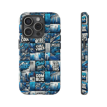 Vibrant 3D Wrap Protective Phone Case in Blue Urban Aesthetic Design for Stylish Smartphone Protection Compatible with iPhone 13, 14, 15 & 16 – All Models Including Pro, Pro Max & Plus